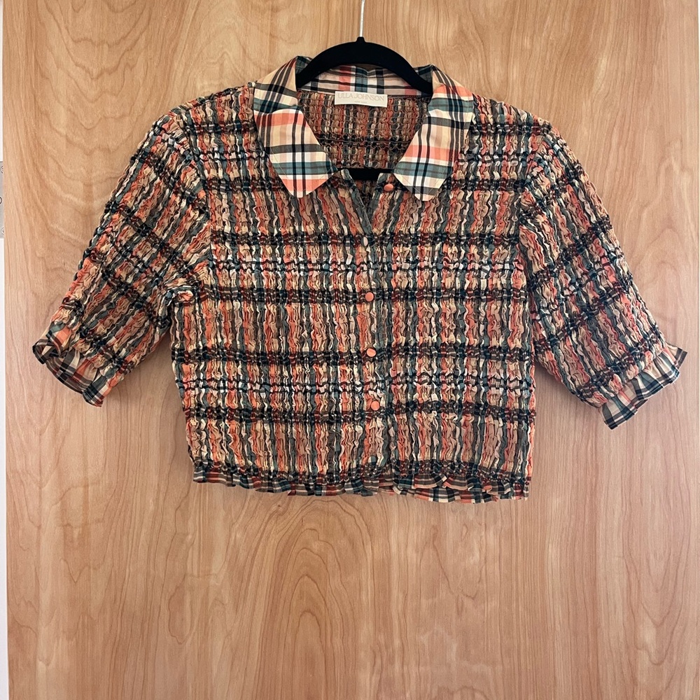 Ulla Johnson Jules Smocked Crop Cotton & Silk Shirt